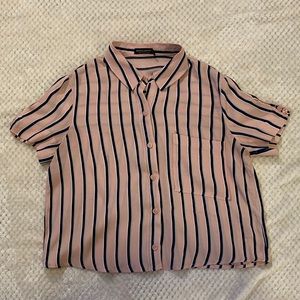 Bershka cropped button down blouse